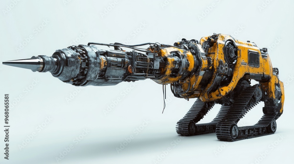 Futuristic Yellow and Black Armored Drill Machine Futuristic Yellow and Black Armored Drill Machine