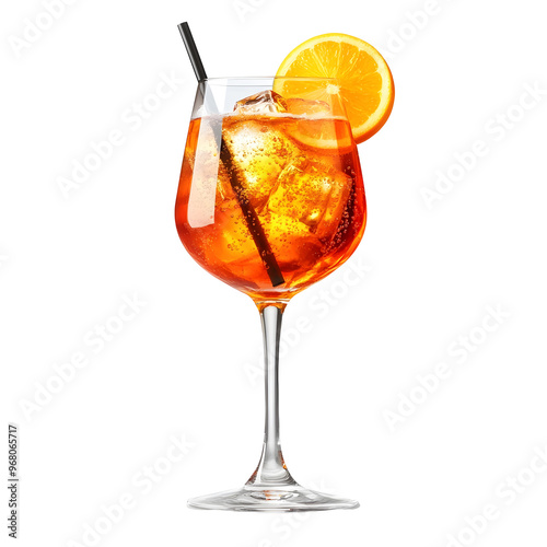 Aperol Spritz Cocktail Drink on Plain White Background