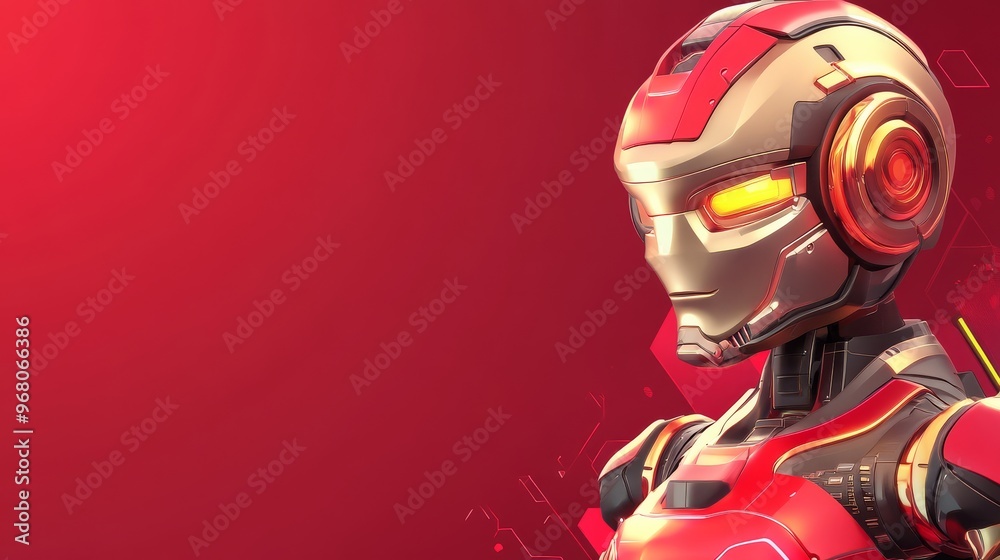 Fototapeta premium The robot with glowing features and sleek design showcases advanced technology and artistry