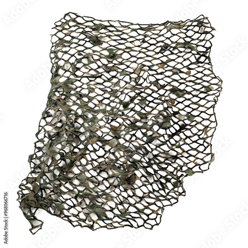 Camouflage netting in a green and brown pattern.