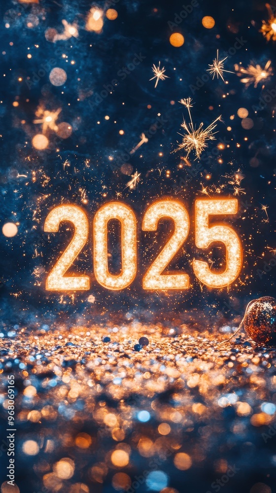A stunning banner featuring the year 2025 adorned with sparkles and vibrant colors, perfect for New Year celebrations and festive decor A stunning banner featuring the year 2025 adorned with sparkles and vibrant colors, perfect for New Year celebrations and festive decor