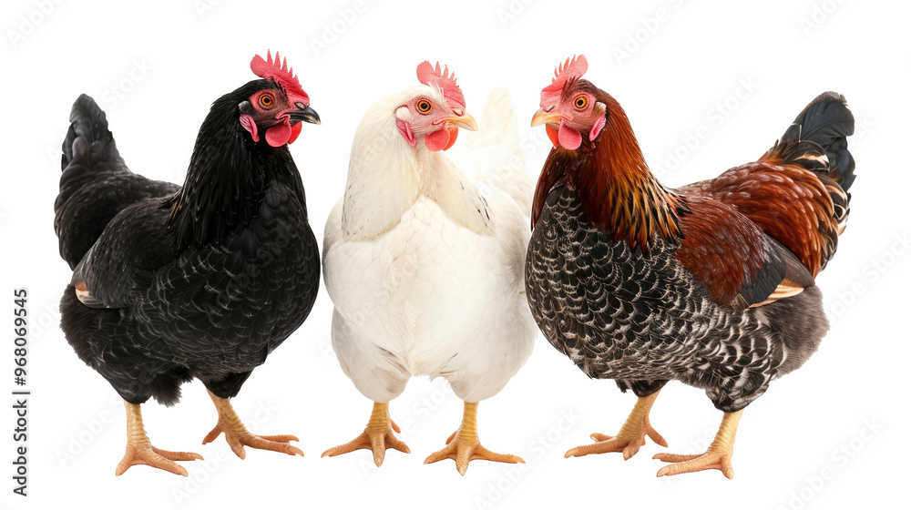 Three chicken isolated on transparent background Three chicken isolated on transparent background