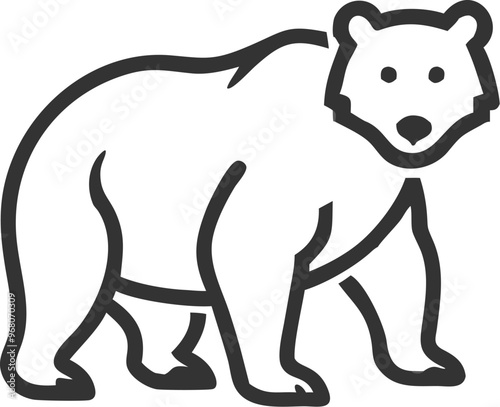 A bear is walking on a white background