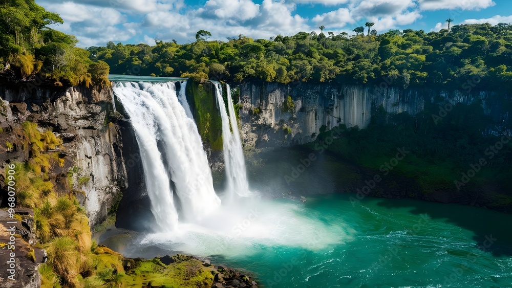 Fototapeta premium Spectacular Waterfall Tumbling Down a Sheer Cliff Face