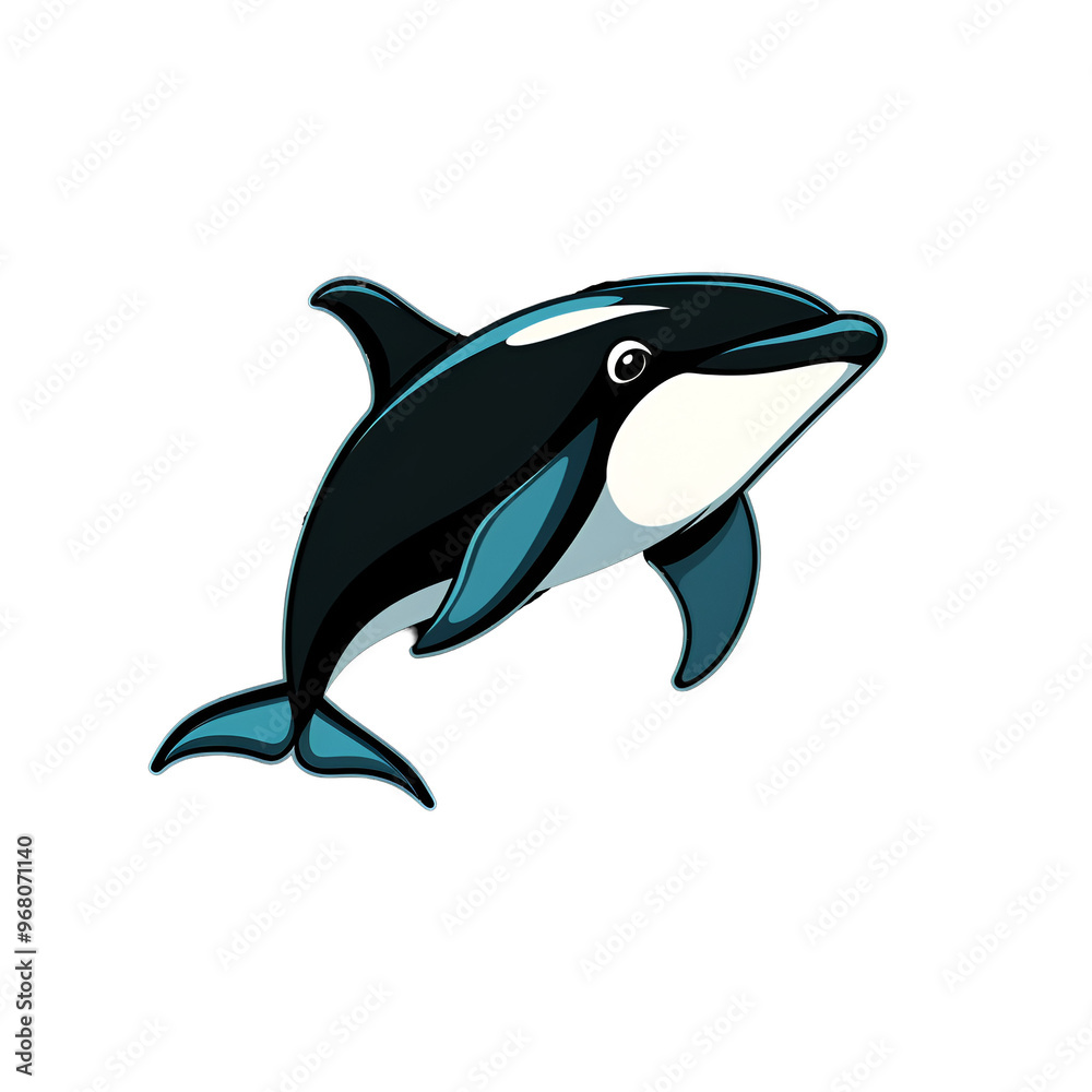 Fototapeta premium Cartoon Style Orca Logo Illustration Killer Whale Logo No Background Perfect for Print on Demand T Shirt Design