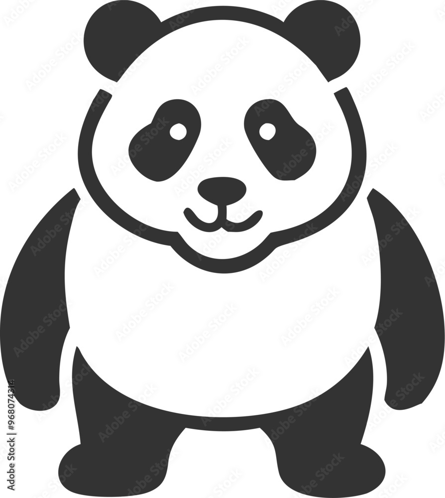 A panda bear is standing on a white background A panda bear is standing on a white background