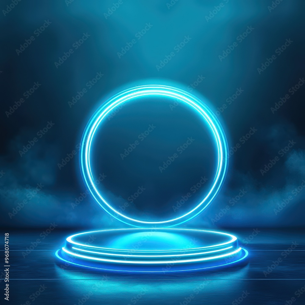 Futuristic Neon Circle with Smoke Background Futuristic Neon Circle with Smoke Background