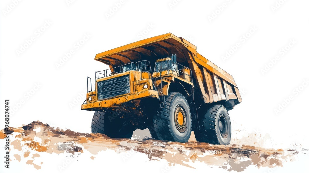Yellow Dump Truck on a Dirt Road Yellow Dump Truck on a Dirt Road