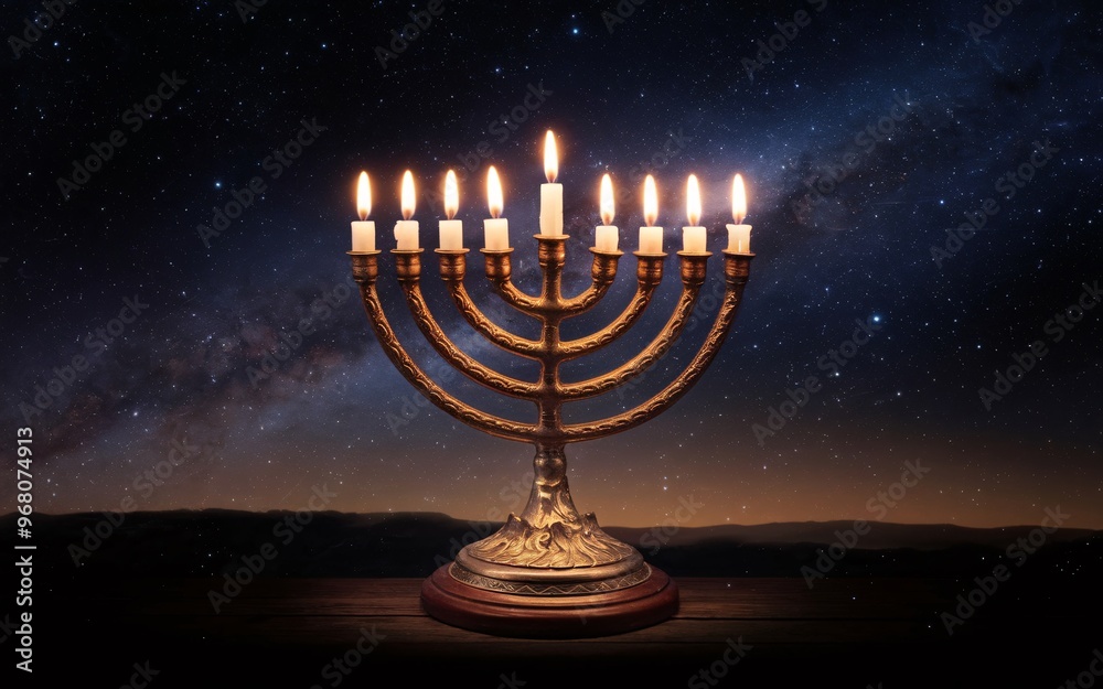 Night Sky with Menorah Silhouette for Hanukkah Night Sky with Menorah Silhouette for Hanukkah