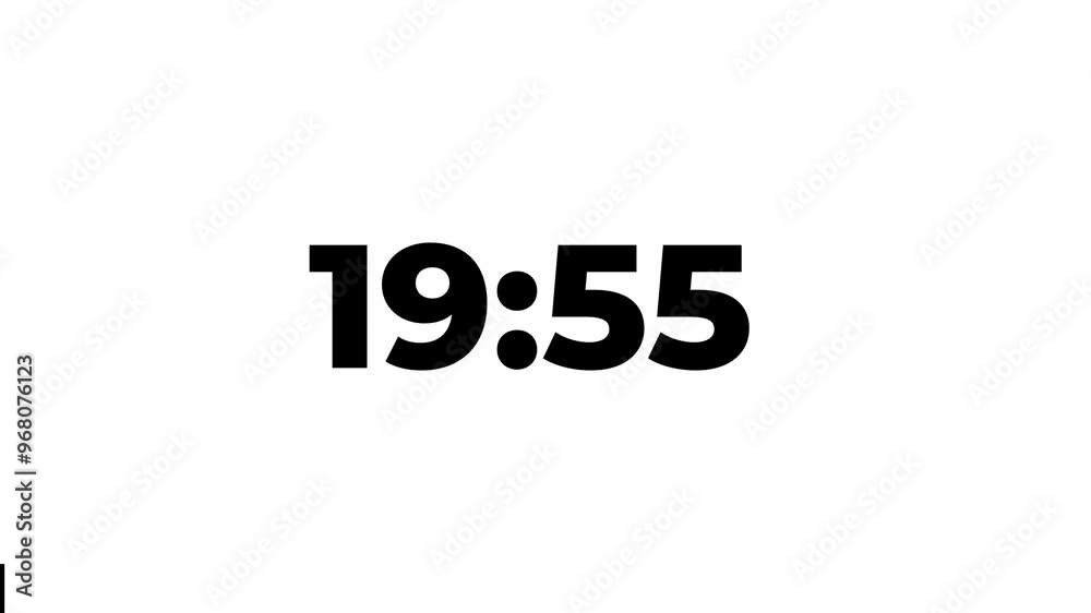 20 Minutes Countdown Timer, Black Numbers on a white Background	
