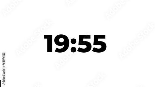 20 Minutes Countdown Timer, Black Numbers on a white Background	
