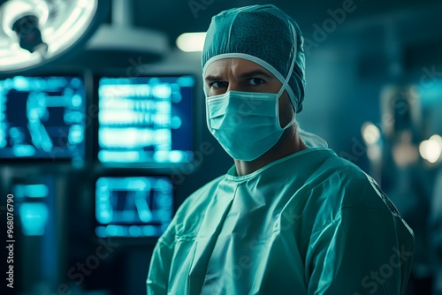 medical professional surgeon doctor with surgical mask in the operating room