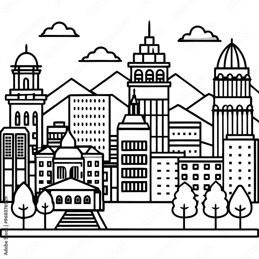 Fototapeta premium Skyline vector isolated on white background