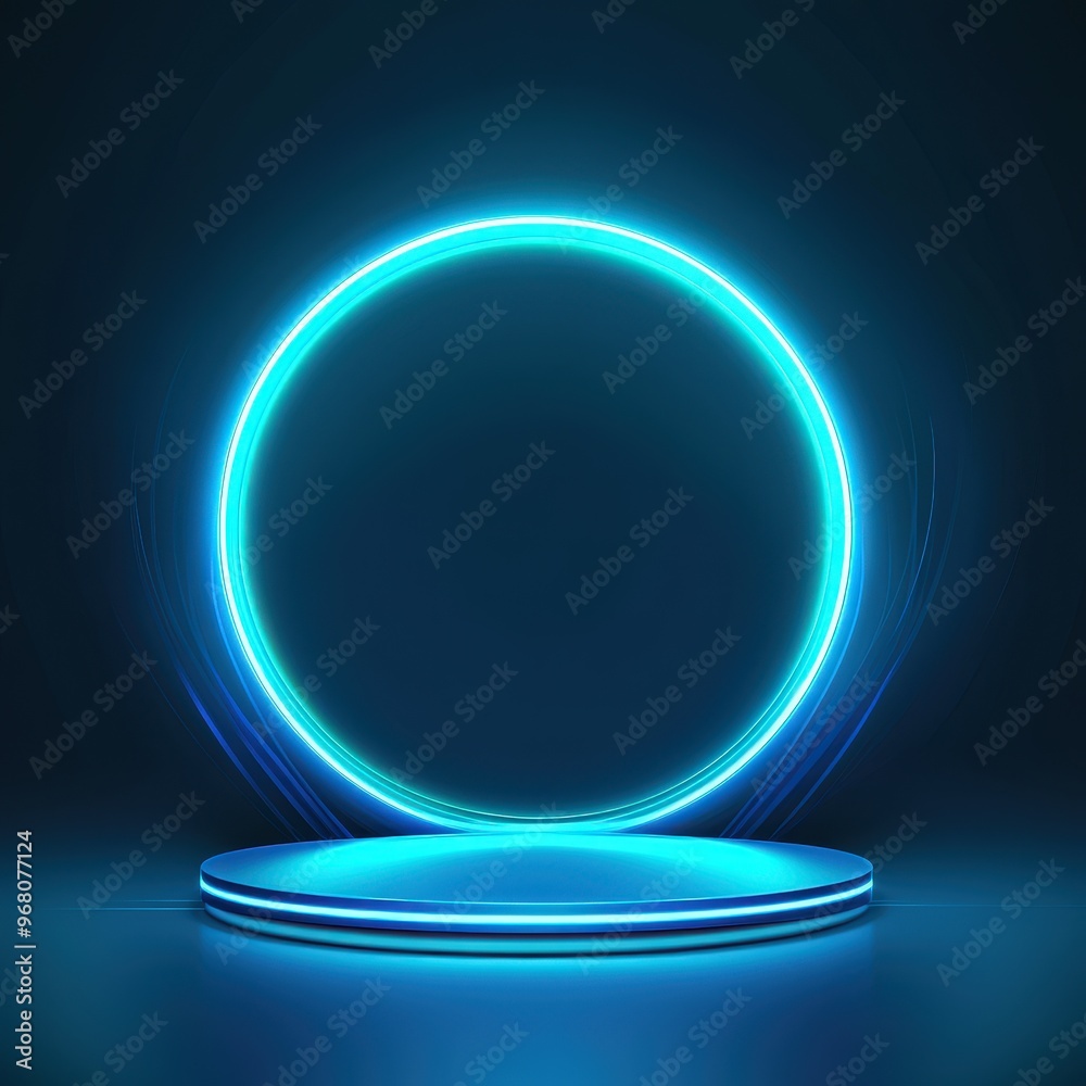 Abstract Neon Circle with Platform Abstract Neon Circle with Platform