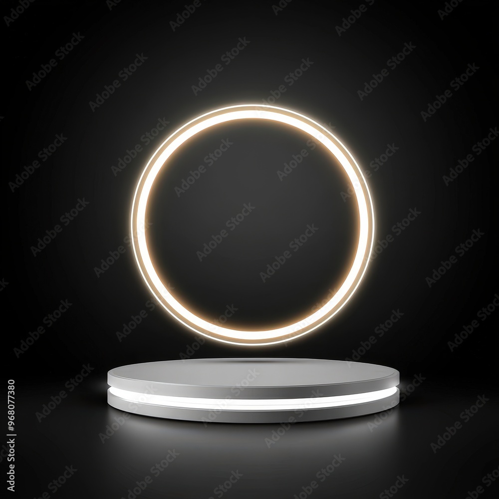 White Pedestal with Glowing Circle Above It