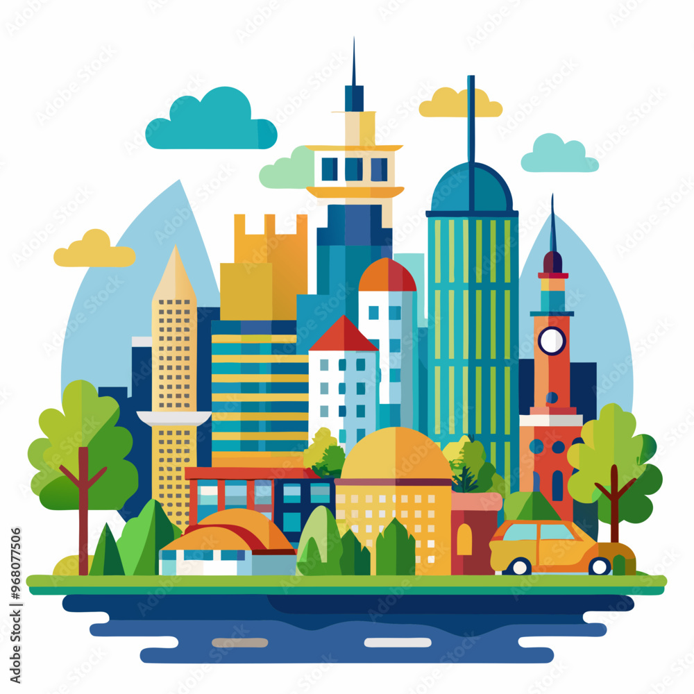 Skyline vector isolated on white background Skyline vector isolated on white background