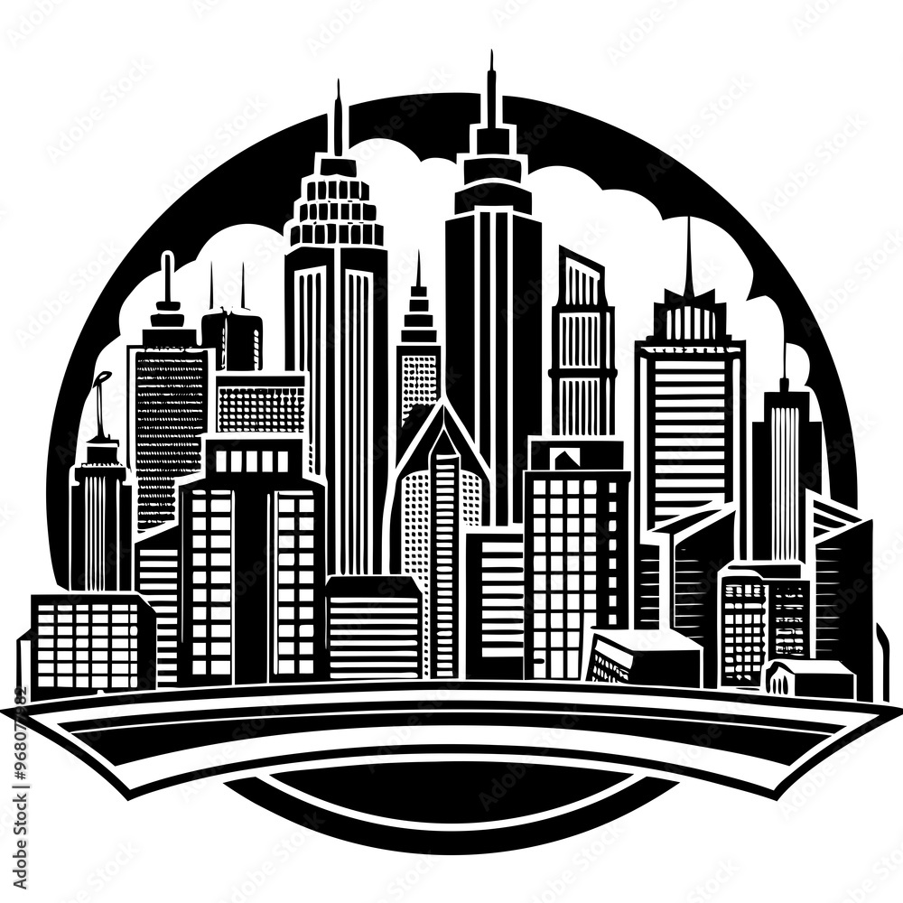 Fototapeta premium Cityscapes vector isolated on white background