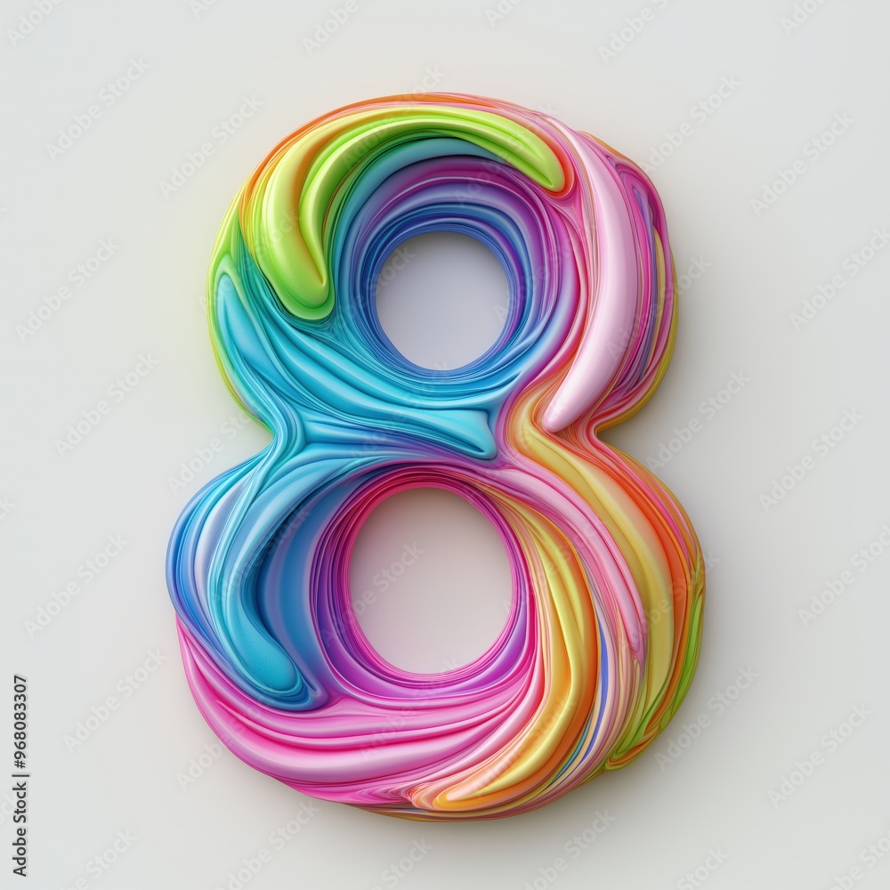 3D number 8 with plastikine play doh texture realistic modern design, soft lighting, white background. 3D number 8 with plastikine play doh texture realistic modern design, soft lighting, white background.