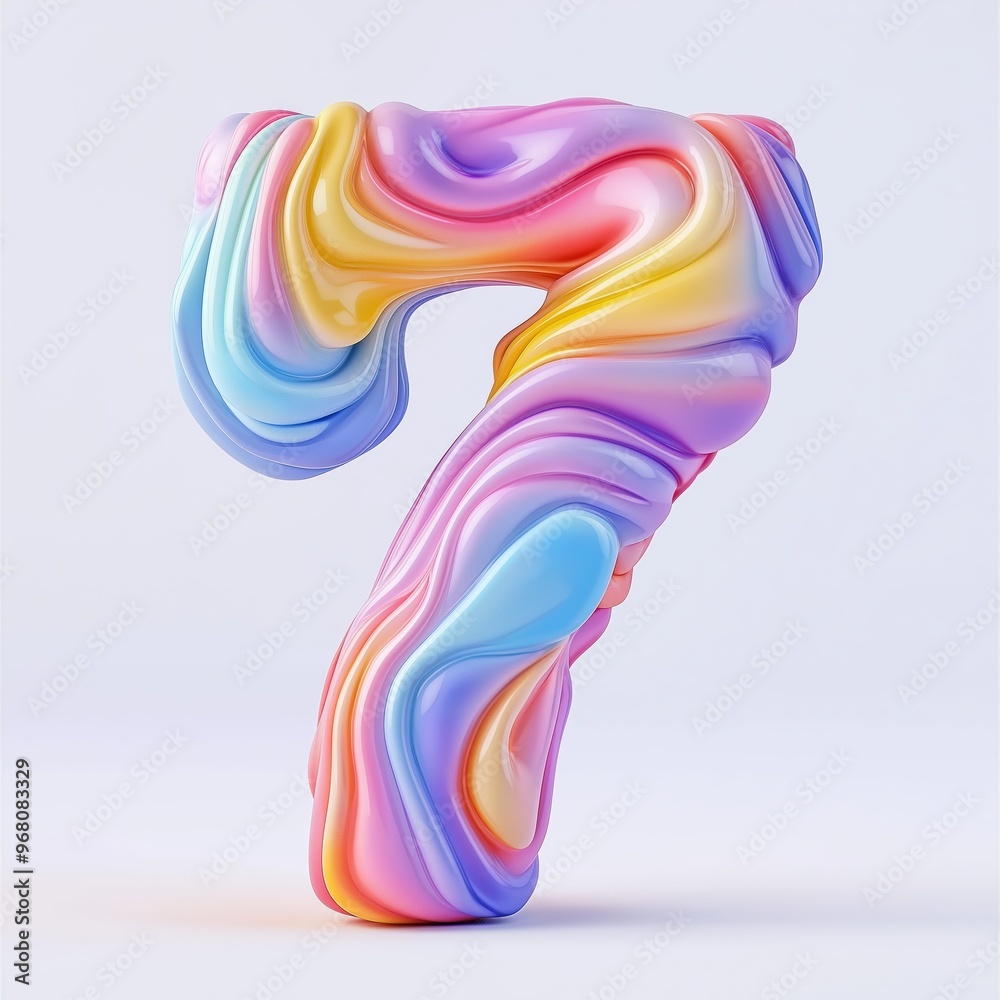 Obraz premium 3D number 7 with plastikine play doh texture realistic modern design, soft lighting, white background.