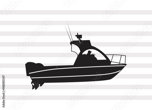 Fishing Boat SVG, Boat Silhouette, Fishing Ship Svg, Speed Boat Svg, P0062