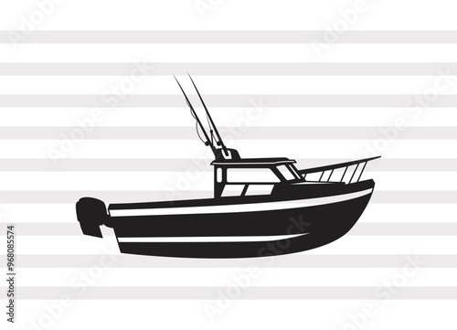 Fishing Boat SVG, Boat Silhouette, Fishing Ship Svg, Speed Boat Svg, P0062