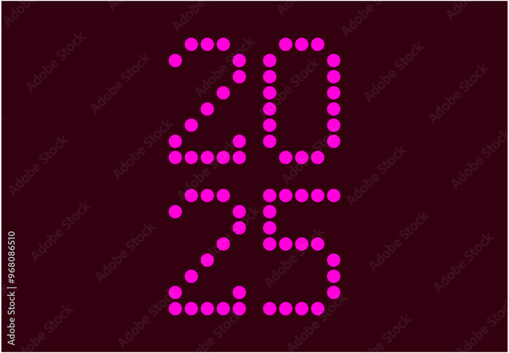Happy New Year 2025 Design Pink Pixel Points Abstract Vector Illustration Happy New Year 2025 Design Pink Pixel Points Abstract Vector Illustration