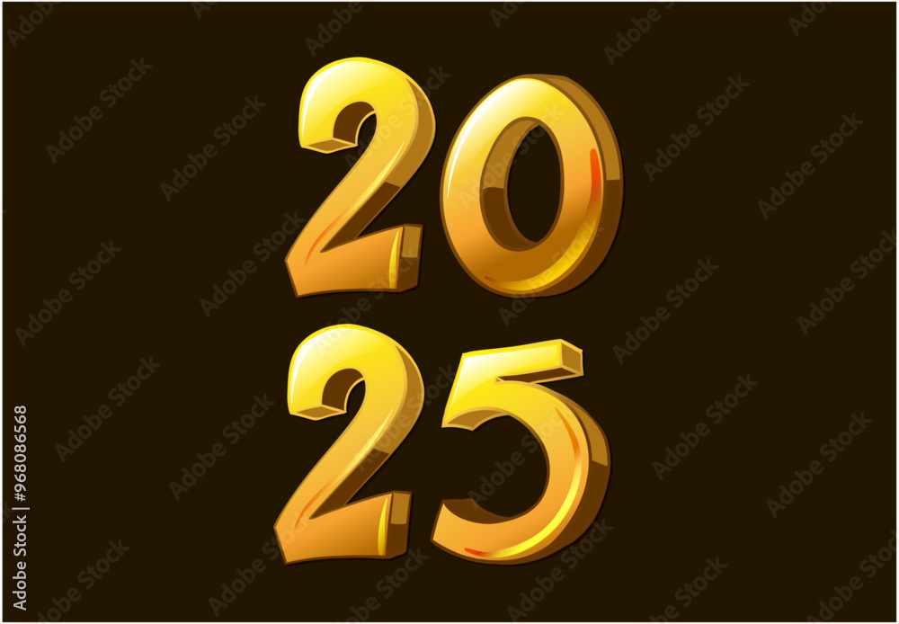Happy New Year 2025 Design Yellow 3D Realistic Abstract Vector Illustration Happy New Year 2025 Design Yellow 3D Realistic Abstract Vector Illustration