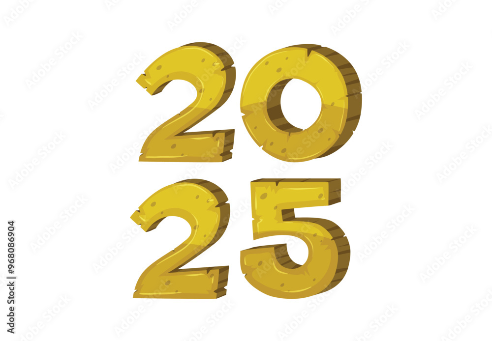 2025 Happy New Year Yellow Wood Typography Realistic Design Abstract Vector Illustration 2025 Happy New Year Yellow Wood Typography Realistic Design Abstract Vector Illustration