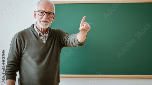 Senior teacher pointing at the board photo