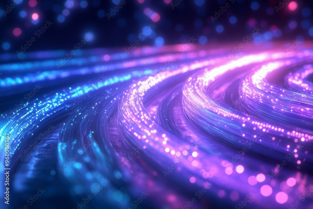 A vibrant abstract landscape featuring flowing lines of light in blue and purple hues, creating a sense of depth and movement A vibrant abstract landscape featuring flowing lines of light in blue and purple hues, creating a sense of depth and movement