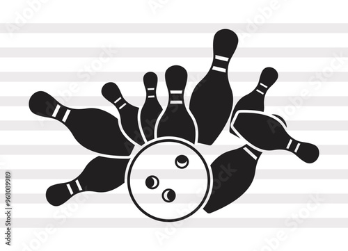 Bowling SVG, Bowling Silhouette, Bowling Game Svg, Pen Drive Svg, P0064