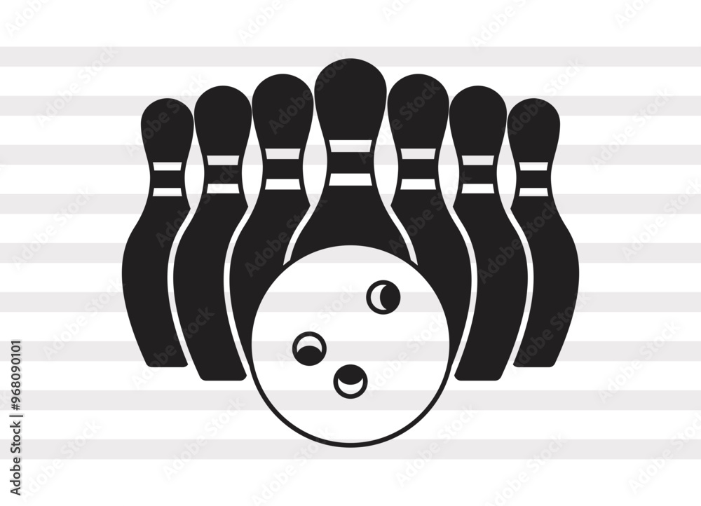 Fototapeta premium Bowling SVG, Bowling Silhouette, Bowling Game Svg, Pen Drive Svg, P0064