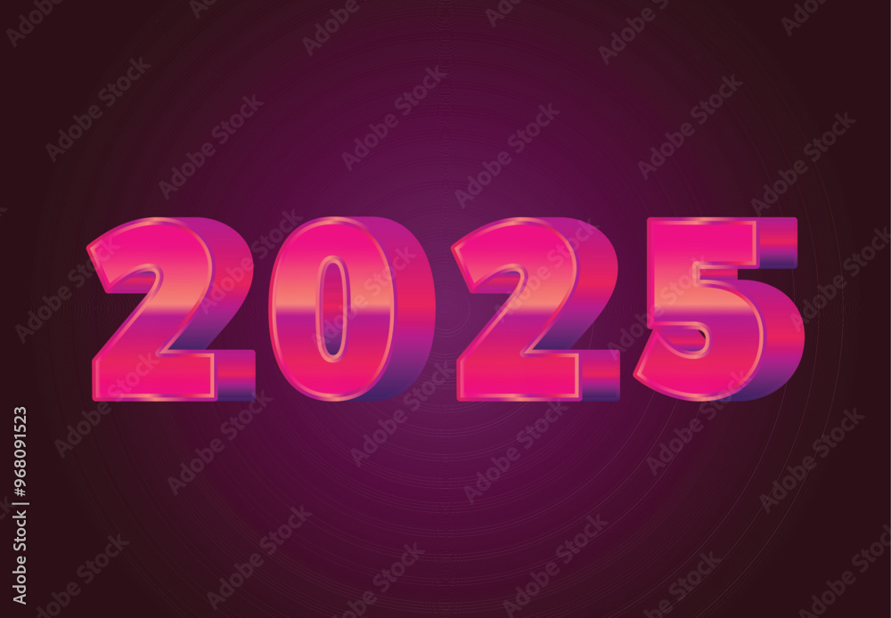 2025 Happy New Year Pink Realistic Decoration 3D Design Abstract Vector Illustration 2025 Happy New Year Pink Realistic Decoration 3D Design Abstract Vector Illustration