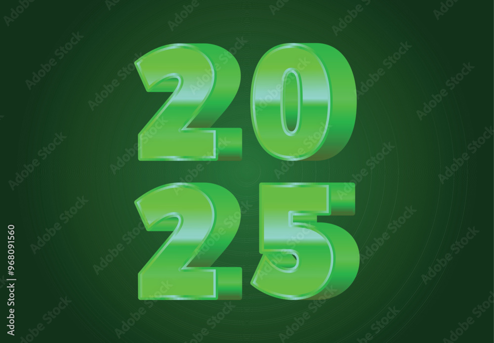 2025 Happy New Year Green Realistic Decoration 3D Design Abstract Vector Illustration 2025 Happy New Year Green Realistic Decoration 3D Design Abstract Vector Illustration
