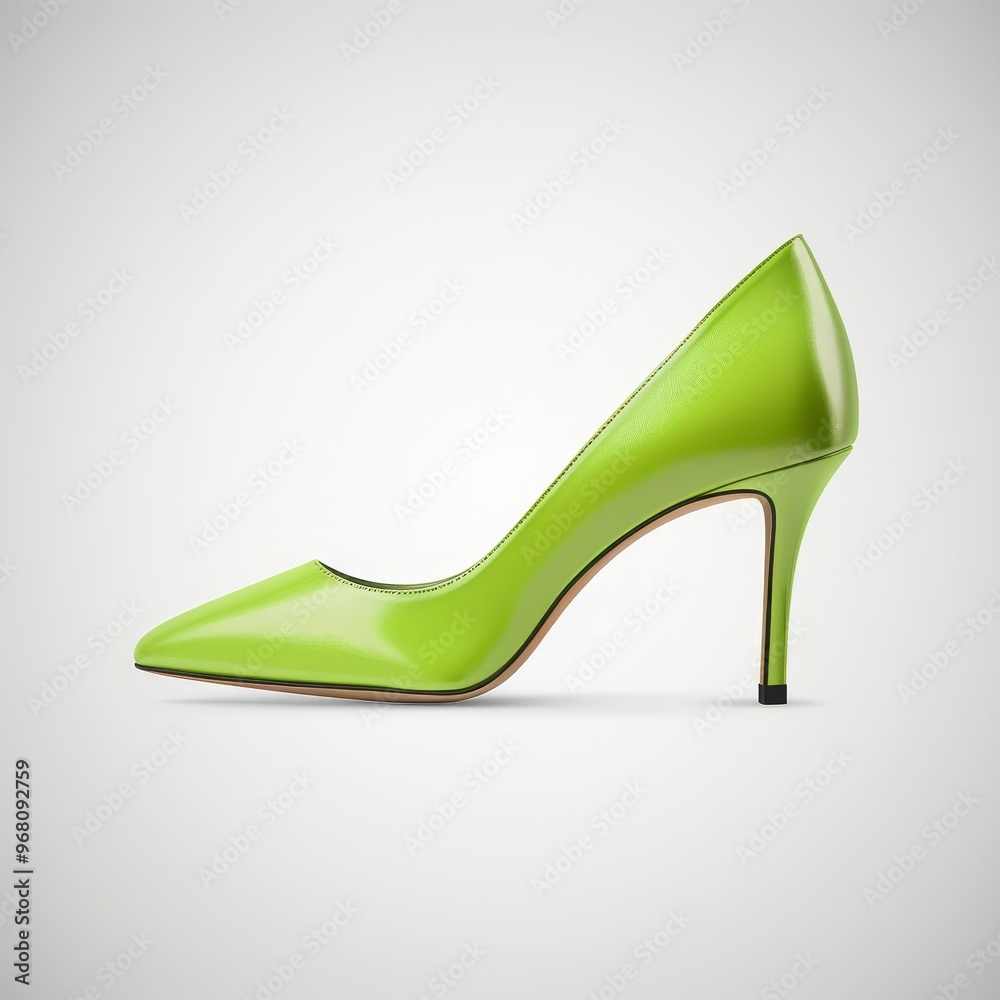 Green court shoes, footwear element, photorealistic design, bold color, isolated on white background. Green court shoes, footwear element, photorealistic design, bold color, isolated on white background.