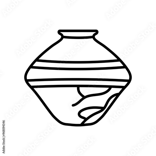 Clay Vase Outline Icon, Vector illustration