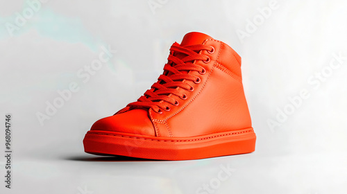 Stylish orange sneaker on a clean background, perfect for sports, fashion, or casual wear. A fresh addition to any collection. photo