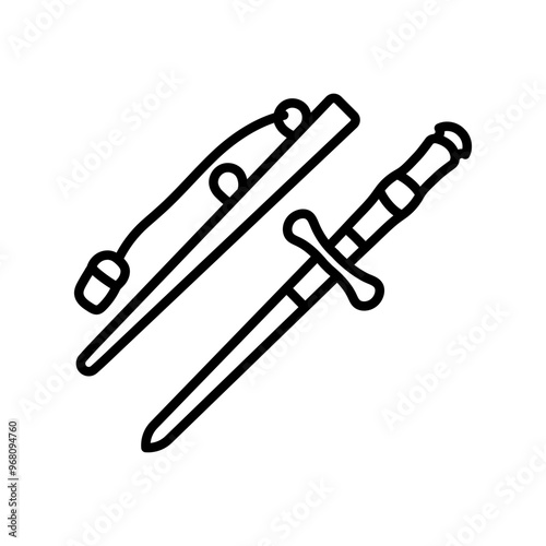 Sea Dirk Cutlass Outline Icon, Vector illustration