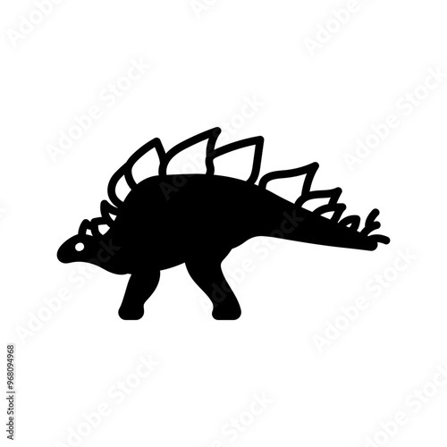 Stegosaurus Glyph Icon, Vector illustration