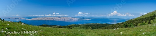 View from the mainland to the island of Krk in the morning light.