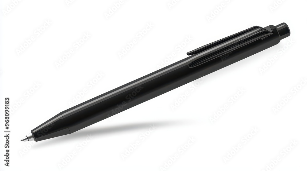Black Ballpoint Pen on White Background