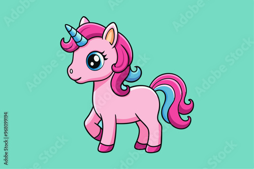 Cute little color unicorn vector