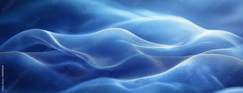 Abstract blue background with smooth wave lines and copy space