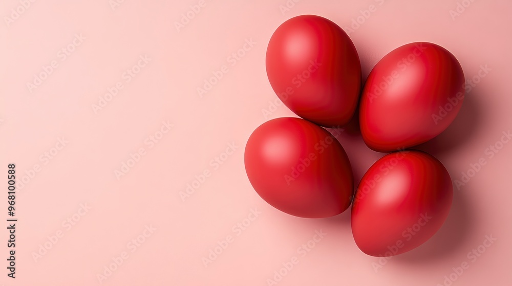 Red Easter Eggs on Pink Background Red Easter Eggs on Pink Background
