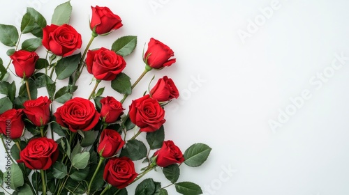 Red Roses Bouquet on White Background