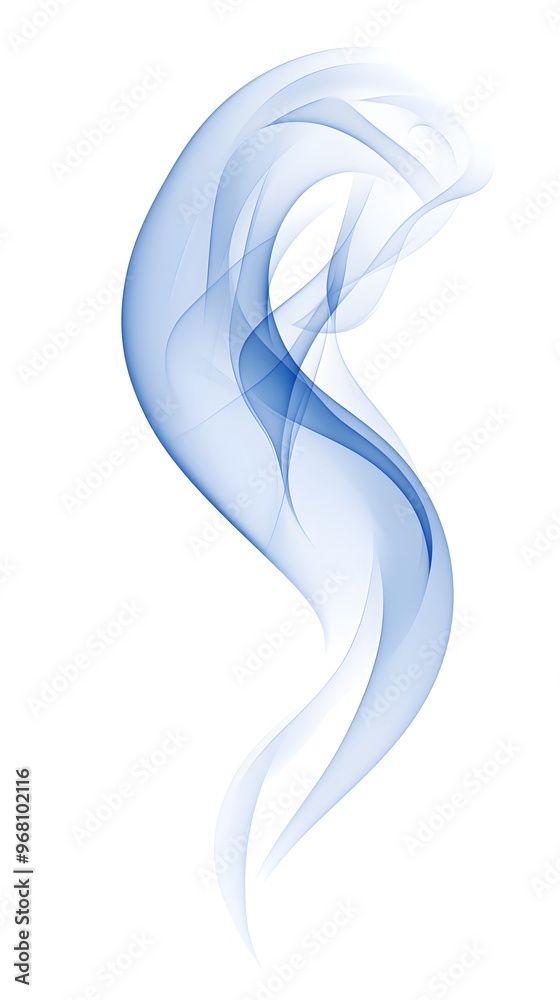 Abstract blue vector smoke shape on a white background, a simple and minimalistic design with elegant curves and lines Abstract blue vector smoke shape on a white background, a simple and minimalistic design with elegant curves and lines