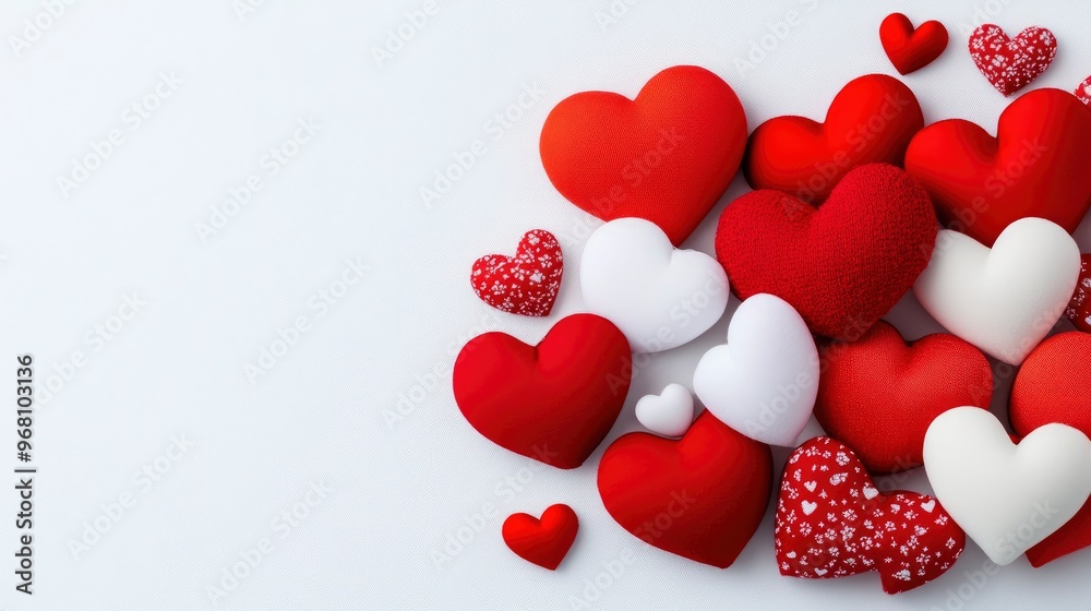 Red and White Hearts on White Background for Valentine's Day Red and White Hearts on White Background for Valentine's Day