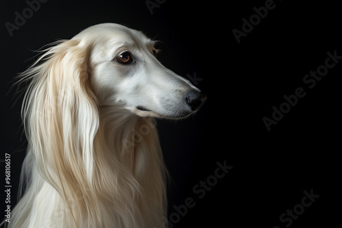 afghan hound ,studio photography,black background
