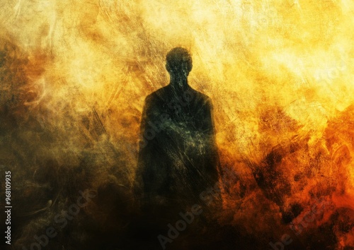 Abstract silhouette of a ghostly figure in a Halloween theme