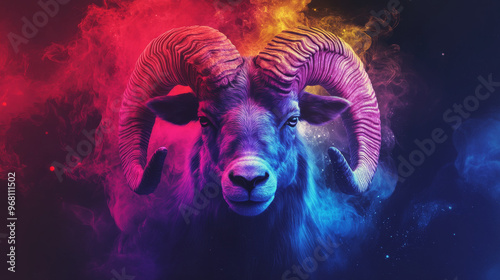 Use bold and dynamic colors to represent Aries' vibrant and energetic personality. Incorporate gradients or contrasts to reflect the sign's intensity and enthusiasm. photo